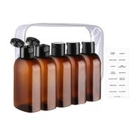 Travel Bottles - Shampoo Storage Set, Grey, Kit with Squeeze Case, Solid Cap | Empty Airplane Cosmetic Container for Lotion for Outdoor Travel, Item