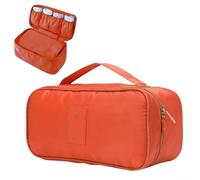 Travel Bra Bag Underwear And Accessories Organizer With Multiple Compartments Oxford Cloth Lightweight Compact Storage For Lingerie Cosmetics(Orange)