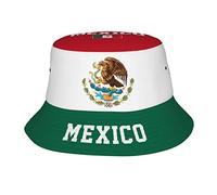 Travel Bucket Hat Mexico Flag Mexican Cool Sun Cap Fluffy Beach Bucket Hat Lightweight Fisherman Cap for Camping, Travel, Hunt
