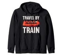 Travel By Train Railway Engineer Steam Locomotives Train Zip Hoodie