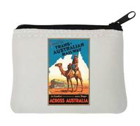 Travel by Trans Australian Railway Across Australia Retro Style Poster Neoprene Coin Purse Pouch 10x11cm White