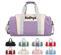 Travel Cabin Bag 45x24x24 Personalised Duffle Bag with Name, Foldable Underseat Holdall Carry on Hand Luggage Overnight Weekend Sports Gym for Women Men, Water-Resistant, Lightweight (Purple)