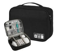 Travel Cable Organiser Bag, Electronics Accessories Storage Case, Portable Cable Organizer Case, Electronic Organizer for Charging Cables Flash Drive Power Bank USB(Black)