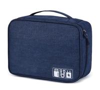 Travel Cable Organiser Bag, Electronics Tech Organizer Pouch Waterproof Padded Storage Case for Cables, Chargers, Hard Drives, Power Banks, Multi-Layer Carry Case for Travel and Office (Navy Blue)