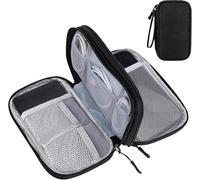 Travel Cable Organiser Bag, Portable Electronics Travel Organizer Tech Pouch, Universal Cord and Travel Gadgets Cable Pouch for Cables Power Bank Earphone USB Drive Hard Disk (Double-Layer Black)