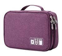 Travel Cable Organizer Bag, Electronic Accessories Case Portable Double Layer Cable Storage Bag for Cord,Phone,Charger, Flash Drive, Phone, SD Card,Personal Items - (Purple)
