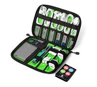 Travel Cable Organizer Bags Waterproof Electronic Accessories Case Holder IT Bags USB Drive Shuttle Case with Cable Tie for Power Bank/Various USB Drives/Chargers/Cables - Green Comfortable