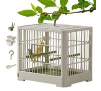 Travel Cage for Small Birds - Portable Bird Transporter, Lightweight Bird Transport Cage | Compact Bird Cage for Parakeets, Canary Finches, with Stand, Removable Tray and Hook Handle for the