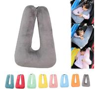 Travel Car Pillow,Traveling Car Pillow,Road Trip Pillow, Car Seat U-Shaped Soft Cotton Neck Pillows,Travel Pillow Cushion for The Back Seat of Car Pillow,Car Travel Essentials for Long Trips (Grey)