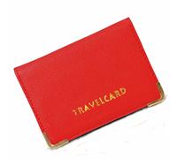 TRAVEL CARD BUS PASS CREDIT CARD ID CARD LEATHER WALLET CASE COVER HOLDER - RED