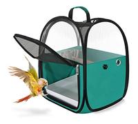 Bird Travel Carrier Foldable Bird Cage Parrot Cage with Two Feeder Bowls, Bird Perch and Bottom Tray, Portable and Breathable, Easy to Clean