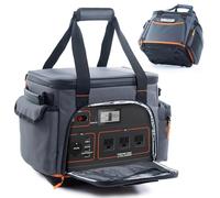 Travel carrying bag compatible with Jackery Explorer 160/240/300, portable storage case with waterproof bottom and front pockets for Jackery solar generator accessories, Gray, L-Fits