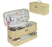 Travel Carrying Case Compatible with Shark Flexstyle/FlexFusion/Hair Dryer,Double-Layer Hair Hot Tools Storage Bag Fits for Dyson Airwrap Styler/Supersonic Hair Dryer and Attachments,Khaki-Bag Only