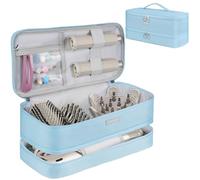 Travel Carrying Case Compatible with Shark Flexstyle/FlexFusion/Hair Dryer,Double-Layer Hair Hot Tools Storage Bag Fits for Dyson Airwrap Styler/Supersonic Hair Dryer and Attachments,Blue-Bag Only