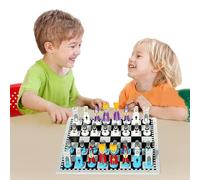 Travel Cartoon Chess Board - Cute Magnetic, Wooden Set, Educational Checker Combo Game | Parent Child Interactive Play for Students Beginners Adults Family Fun Learning Storage Box Home