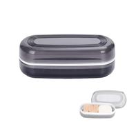 Travel Case for Kitsch Shampoo bar, Shampoo Bar Holder, Travel Soap Container, Large Soap Box, Soap Dish with Draining Layer, Case for Bathroom (Black, 1 Pack)