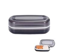 Travel Case for Kitsch Shampoo bar, Shampoo Bar Holder, Travel Soap Container, Large Soap Box, Soap Dish with Draining Layer, Case for Bathroom (Black, 1 Pack)