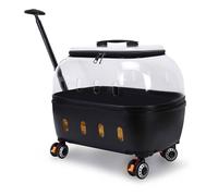 Travel Cat Carrier with Wheels, Portable Pet Cart for Small Animals, Sturdy Structure, Breathable Mesh, Telescopic Handle, Ideal for Cats and Small Pets, Travel-Friendly Design