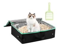 Travel Cat Litter Box with Litter Scoop Portable Foldable Pet Litter Box Large 40x30x13cm Waterproof Pet Cat Toilet Leak-Proof Kitty Litter Box for Outdoor Car Travel(black)