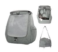 Travel Cat Navigator Carrier Bag - Premium Cat Backpacks for Carrying Cats, Travel, Hiking, Outdoor Use - Grey Mesh Backpacks for Small, Medium, Large Cats up to 25 LBS with Side Pockets, Zipper Clips