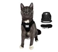 Travel Cat & Stray Cat Harness and Leash Set - Adjustable Fit Mesh Cat Harness and Reflective Strap - Comfort Escape Proof Harness for Cats, Kitten for Outdoor Walking, Hiking (Medium, Black)