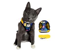 Travel Cat & Stray Cat Harness and Leash Set - Adjustable Fit Mesh Cat Harness and Reflective Strap - Comfort Escape Proof Harness for Cats, Kitten for Outdoor Walking, Hiking (Small, 90s Cat)