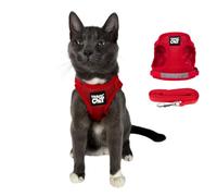 Travel Cat & Stray Cat Harness and Leash Set - Adjustable Fit Mesh Cat Harness and Reflective Strap - Comfort Escape Proof Harness for Cats, Kitten for Outdoor Walking,Hiking (Small, Red)