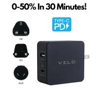 Travel Charger Super Fast USB C UK EU VELD 2 Port 30W Adapter iPhone Samsung