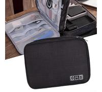 Travel Chargers Zippers Black Dual USB Cable Headphones Power Banks - Multi-Pocket Pbt Organizer Pouch Having for Storage Compact 27x20x9cm Water-Resistant Bag