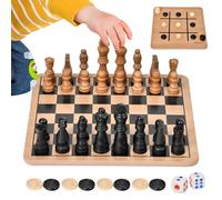 Travel Chess Set,Chess and Checkers Set | Fun Game, Double-Sided Wooden Board for Family Outdoor Play Home Travel Enjoyment