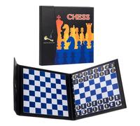 Travel Chess Set Portable Foldable Magnetic Book Style Fun Activities Learn | Magnetic Chess Game for Birthday Party Home Family Time Boys Kids Holiday School Indoor Playhouse Hobby