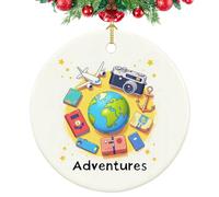 Travel Christmas Ornament, Travel Gifts for Women, Adventures, 3" Glass Keepsake Trip Adventure Ornament 2025