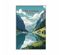 Travel City Landscape The Fjords Poster Print Canvas Painting Wall Art Picture Office Home Reading Room Deccor 30X40Cm Unframed