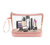 Travel Clear Toiletry Bag,Double-Layer Travel Pouch with Zipper | Makeup Storage Organizer, Cosmetic Makeup Case for Travelling Toiletries Accessories Brushes