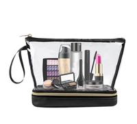 Travel Clear Toiletry Bag,Double-Layer Travel Pouch with Zipper | Makeup Storage Organizer, Cosmetic Makeup Case for Travelling Toiletries Accessories Brushes