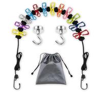 Travel Clothes Line, Magnetic Clothesline Set with 12 Clips and 2 Magnets in Storage Bag, Non-Elastic Cord No Sag, Portable Travel Clothesline for Cruise Ship, Indoor, RV