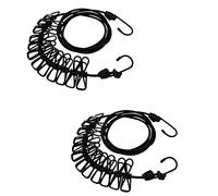 Travel Clothesline,2 Pack Portable Clothespins, Flexible Portable Clothesline with 24 Clips for Travel, Camping Outdoor, Indoor (Black)