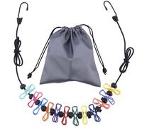 Travel Clothesline, Retractable Portable Camping Clothesline with 12 Clothes Clips and Waterproof Bag Outdoor Camping Accessories for Indoor Laundry Drying line