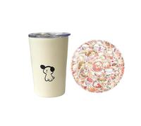 Travel Coffee Cup with Puppy Stickers, 360ml Personalised Coffee Tumbler with Leakproof Lid, Reusable Metal Tumbler Stainless Steel Insulated Travel Mug,Christmas Gifts