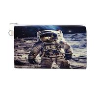 travel coin wallet with keychain, US astronaut portable wallet, canvas wallet