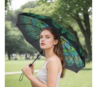 Travel Compact Umbrella - Automatic Open/Close, Compact & Lightweight, Windproof Small Folding Umbrella for Men/Women, Perfect for Purse or Backpack, Peacock.