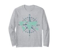 Travel Compass World Travel Map Globe World Map Long Sleeve T-Shirt