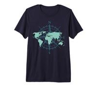 Travel Compass World Travel Map Globe World Map Premium T-Shirt
