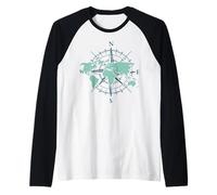 Travel Compass World Travel Map Globe World Map Raglan Baseball Tee