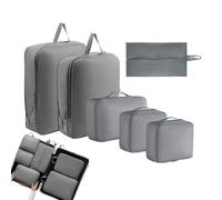 Travel Compression Packing | 6 Pieces Lightweight Travel Storage Bag - Compression Luggage Bags | for Men Women Girls, grey, Consulte la descripción, See description