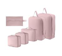 Travel Compression Packing Cube Set - 6 Piece Expandable Luggage Organizer Bags for Space Saving Storage, Clothing Shoe Garment Packing System | Camping Business Trip Use for Men Women Kids