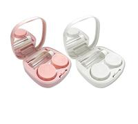 Travel Contact Lens Cases with Mirror, 2 PCS Portable Contact Lens Holder Mini Box Container Leak-Proof Soaking Case with L and R Caps for Business Travelling