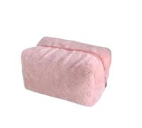 Travel Cosmetic Bag 1 Pc Solid Color Fur Makeup Bag for Women Soft Travel Cosmetic Bag Organizer Case Young Lady Make Up Case Necessaries for Travelling(Pink)