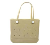 Travel Cosmetic Bag, EVA Beach Bag, Large Capacity Multi-Color Handbag, 3 Sizes(Khaki,M)
