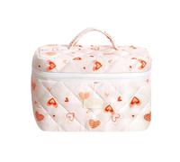 Travel Cosmetic Bag Flowers Toiletry Bag Cosmetic Bag with Floral Pattern with Zip Soft, Easy to Fold and Portable Suitable for Business Trips, Holidays, Weddings, Red With Open Cover, see description